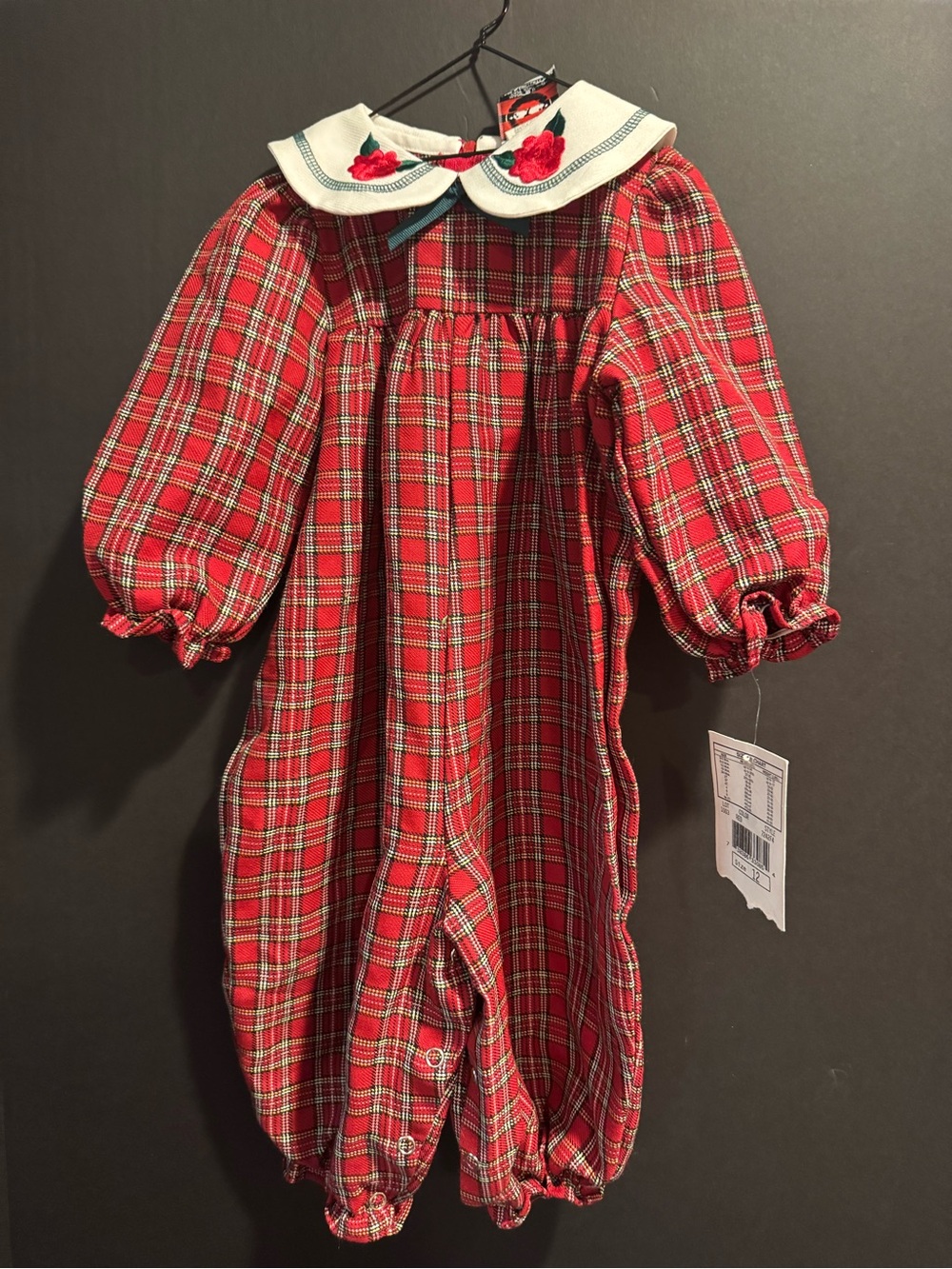 Good Lad Red Plaid Baby One-Piece with Embroidered Collar
